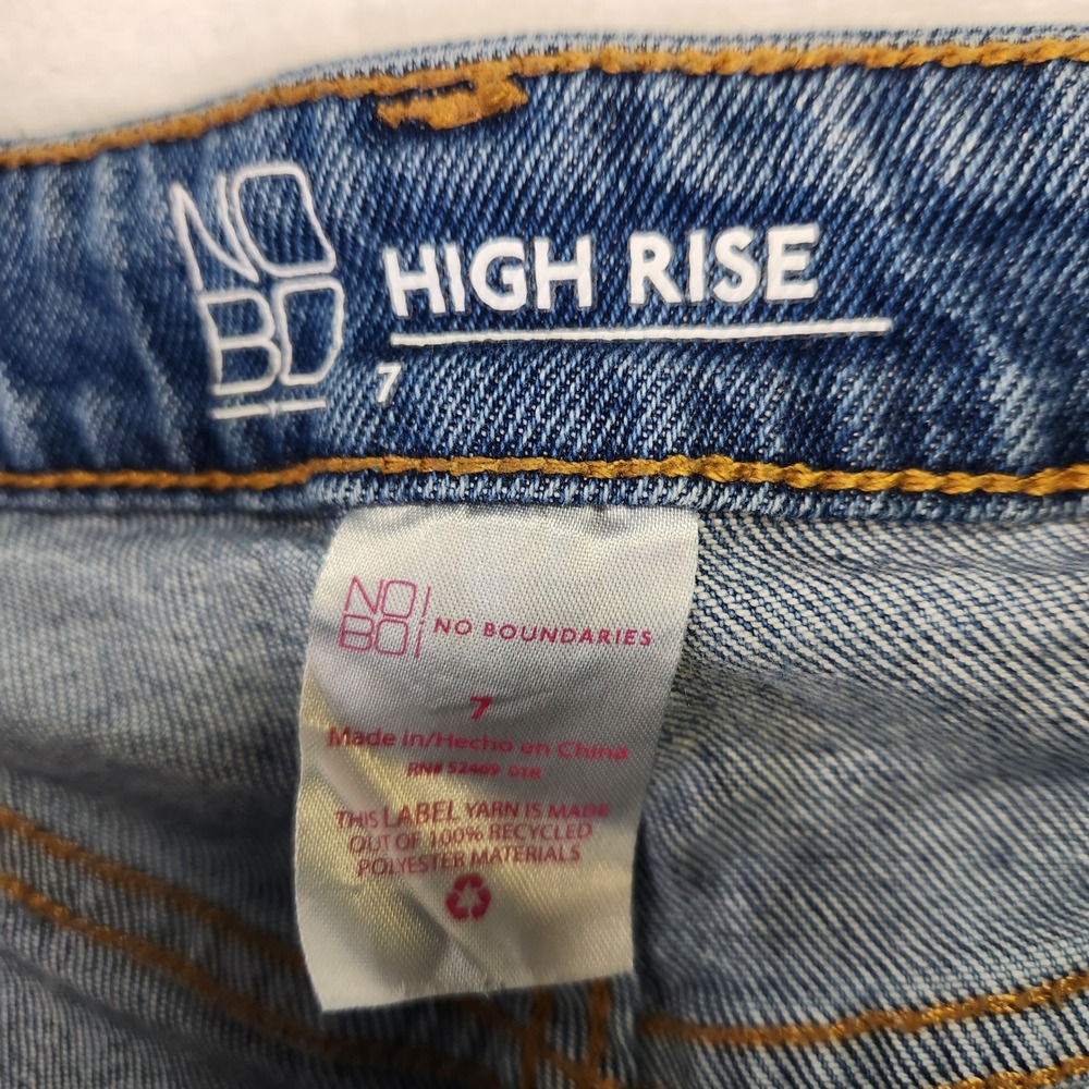 NO‎ BOUNDARIES Womens High Rise Skinny Jeans Blue Distressed Ripped Size 7 - Picture 6 of 7